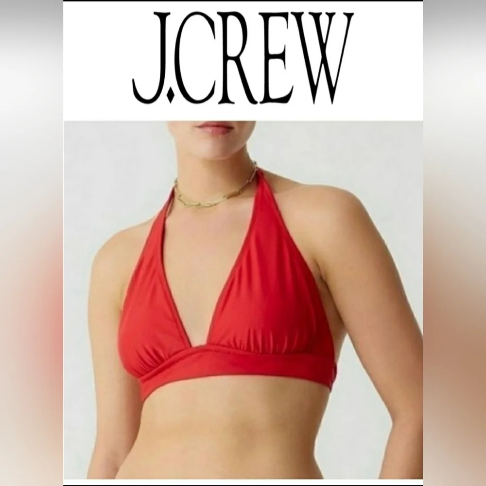 New J. Crew Cruisewear 2 Piece Bikini Color Block Halter Top Size XS